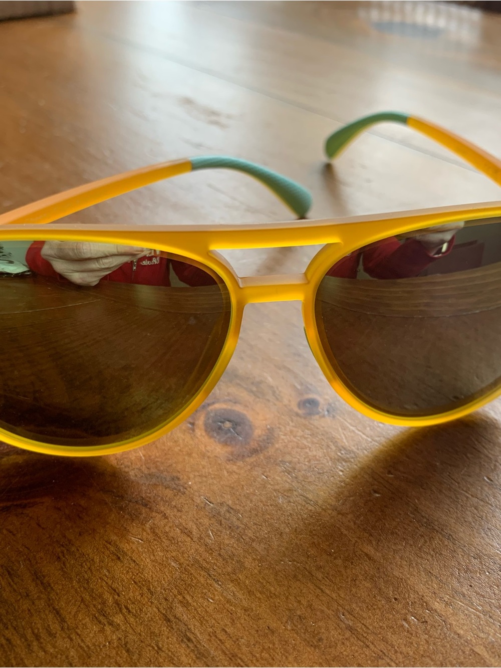 goodr brand Yellow / Orange Aviator Sunglasses with Green Temple Tips